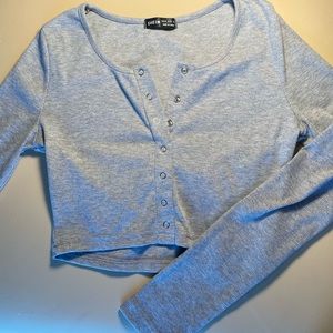 SMALL grey long sleeve crop top, perfect condition